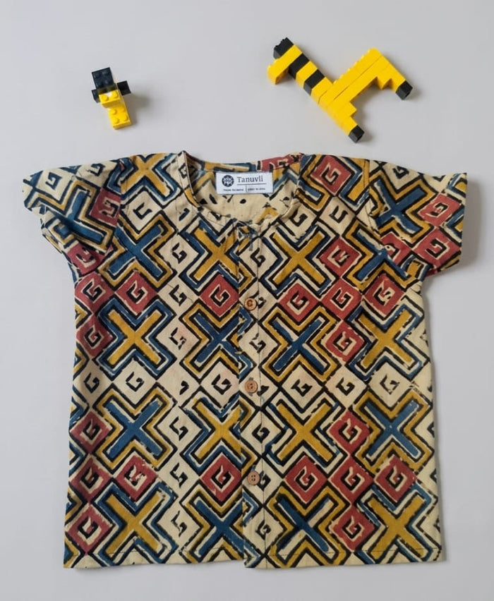 2 Bright printed Kalamkari jhablas for toddlers.