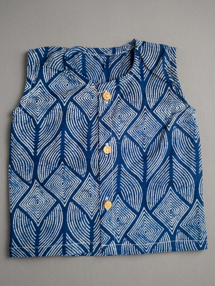 Hand Block-Printed Cotton Jhabla for Newborns & Babies