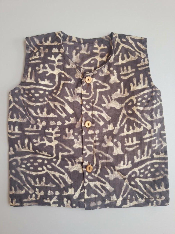 Hand Block-Printed Cotton Jhabla for Newborns & Babies