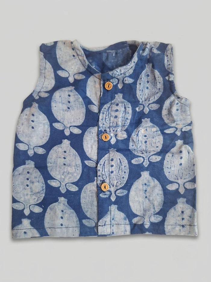 Hand Block-Printed Cotton Jhabla for Newborns & Babies