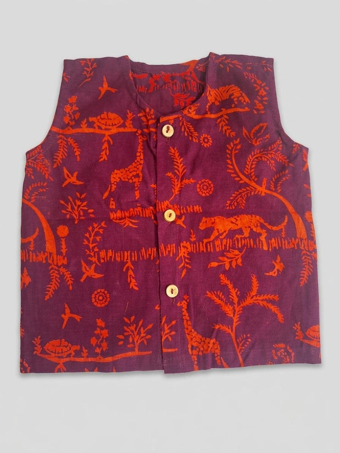 Hand Block-Printed Cotton Jhabla for Newborns & Babies